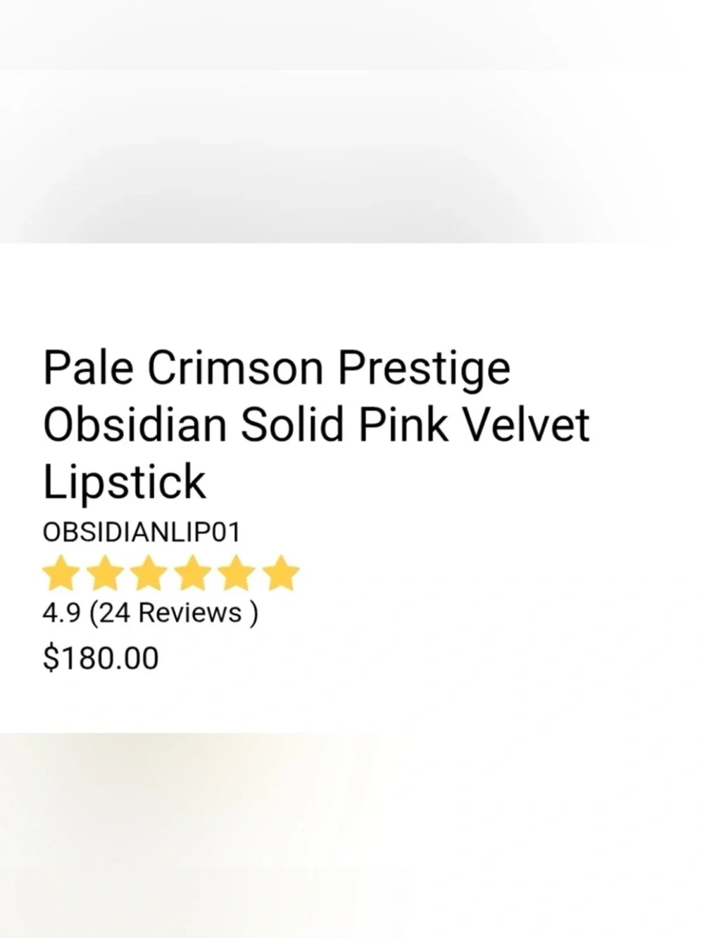 La Prestige Pale Crimson Obsidian Solid Pink Velvet Lipstick — Retail $180